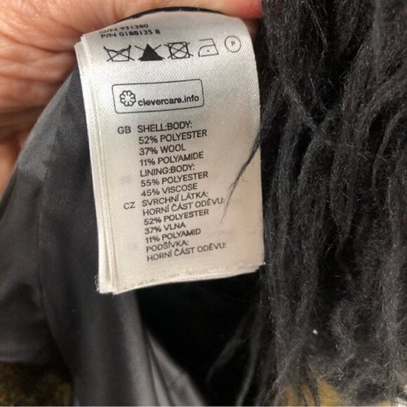 H&M Women Sz S Wool Blend Faux Fur Moto Jacket Olive Casual Fall Coat Aviator - Picture 12 of 13